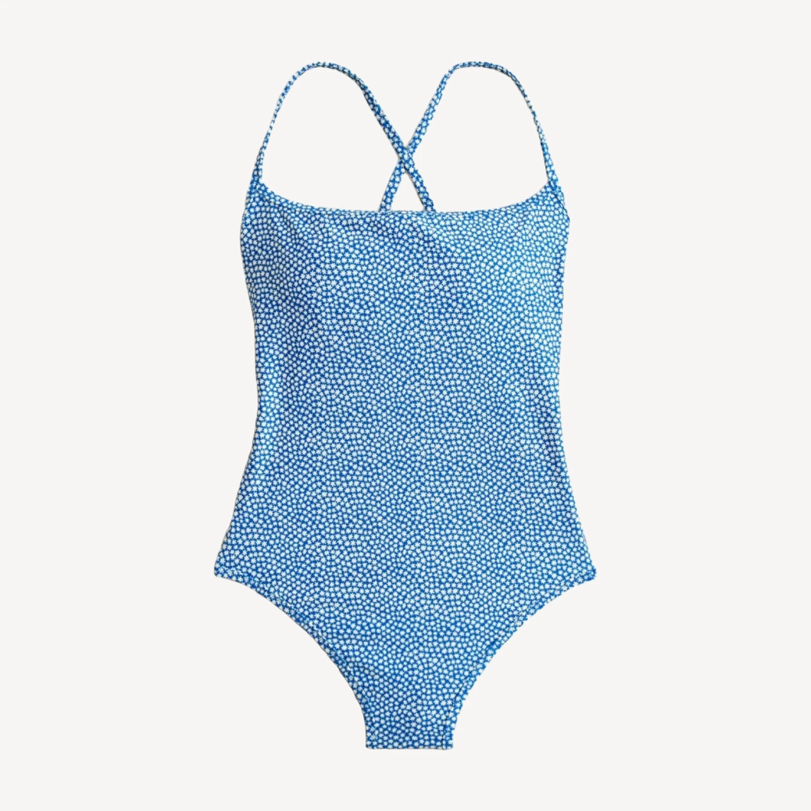 Scoopback one-piece swimsuit in floral-stripe print