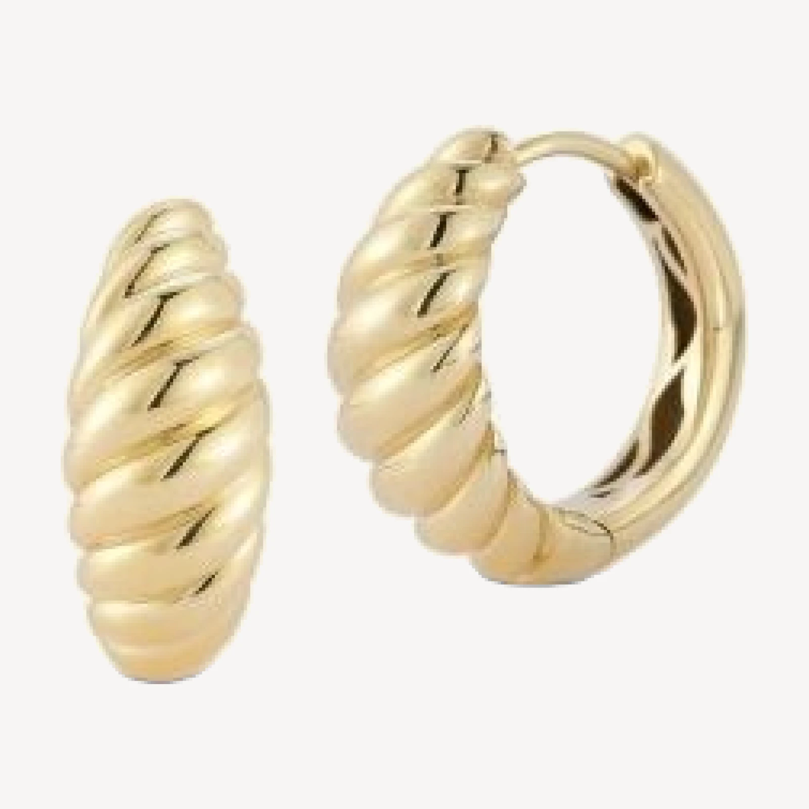 Bloomingdale's Fine Collection Bold Ridge Textured Medium Hoop Earrings in 14K Yellow Gold