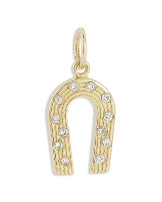 Bloomingdale's Fine Collection Diamond Horseshoe Pendant in 14K Yellow Gold, 0.08 tcw