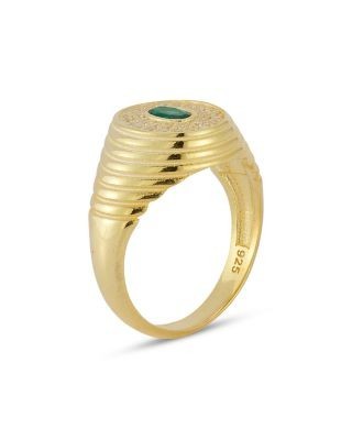 Aqua Ribbed Oval Signet Ring, Exclusive