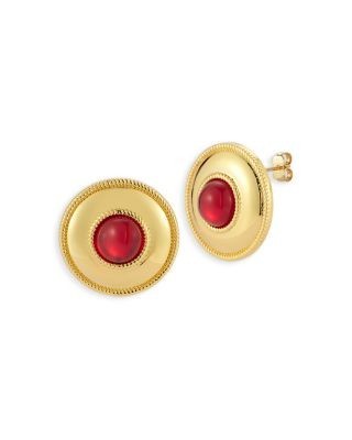 Aqua Red Crystal Stud Earrings - Exclusive