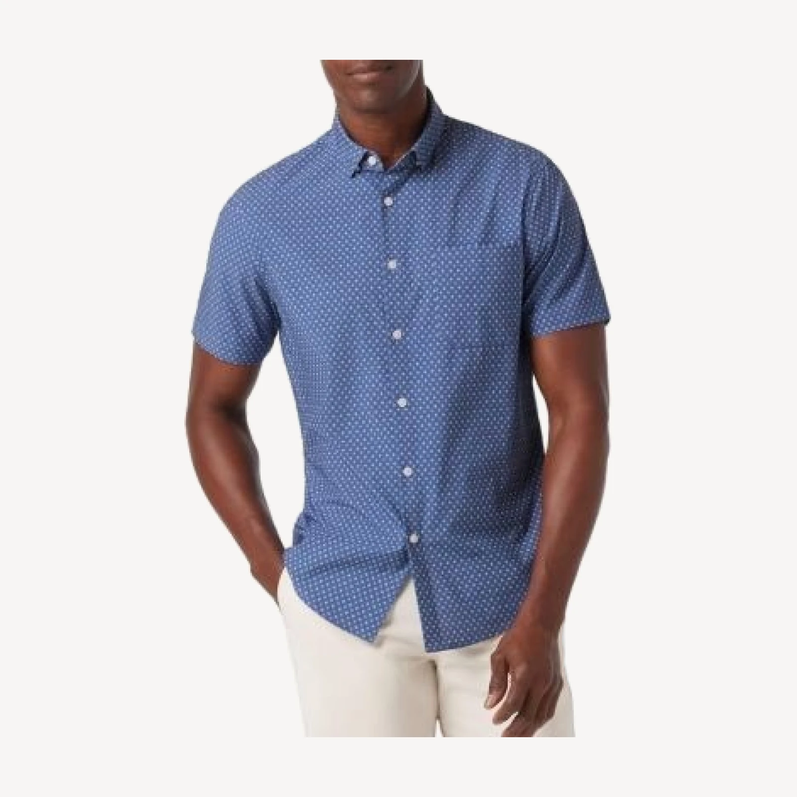 Mizzen+Main Leeward Ss Dress Shirt Coastal Fjord Hatch Mark