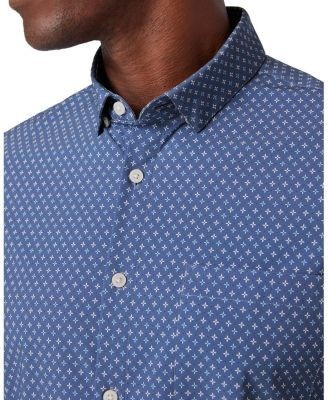 Mizzen+Main Leeward Ss Dress Shirt Coastal Fjord Hatch Mark