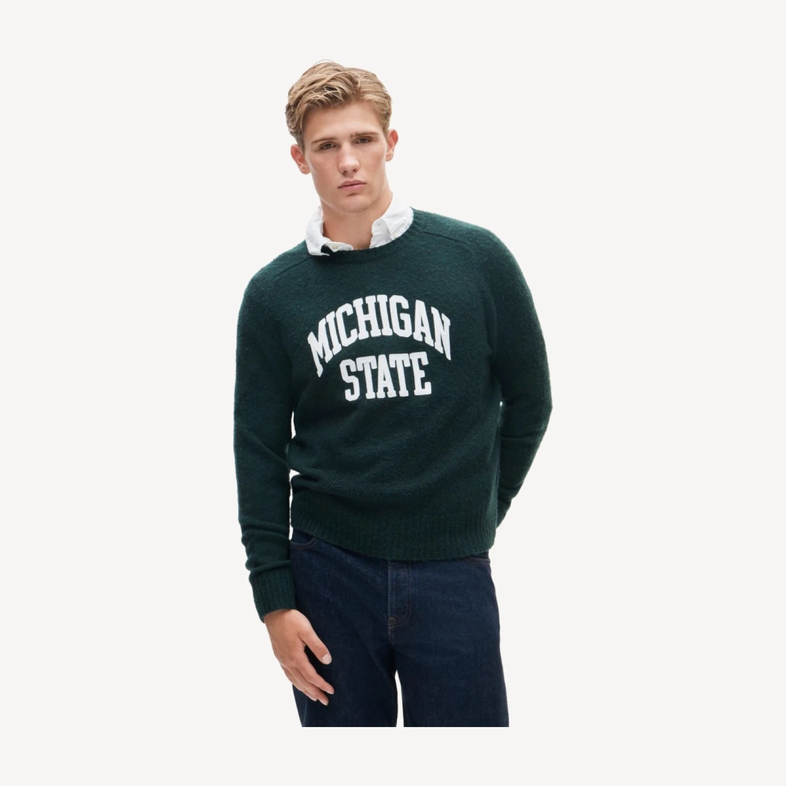 '47 x J.Crew brushed wool Michigan State sweater