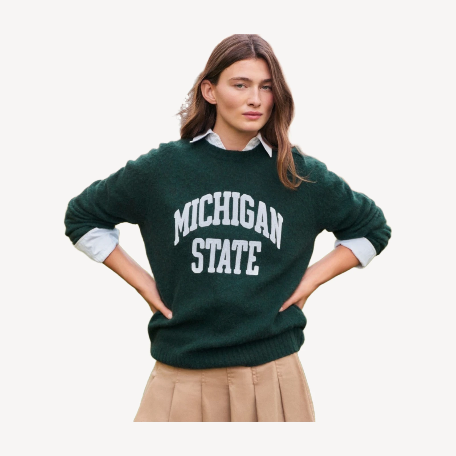 '47 x J.Crew brushed wool Michigan State sweater
