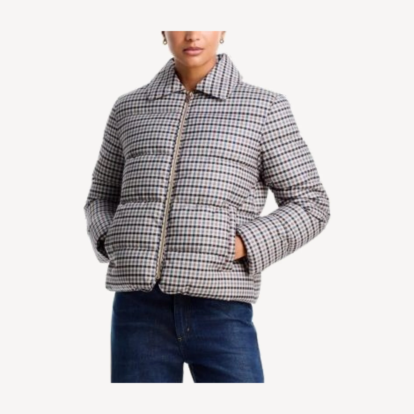 Aqua Plaid Puffer Jacket - Exclusive