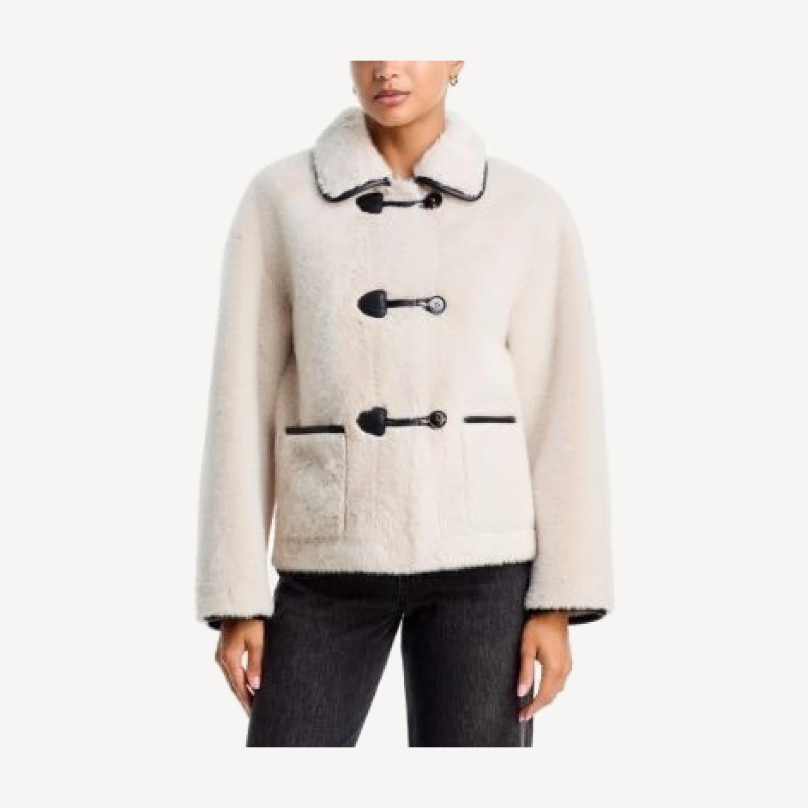 Aqua Faux Shearling Spread Collar Jacket - Exclusive