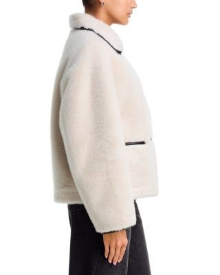 Aqua Faux Shearling Spread Collar Jacket - Exclusive