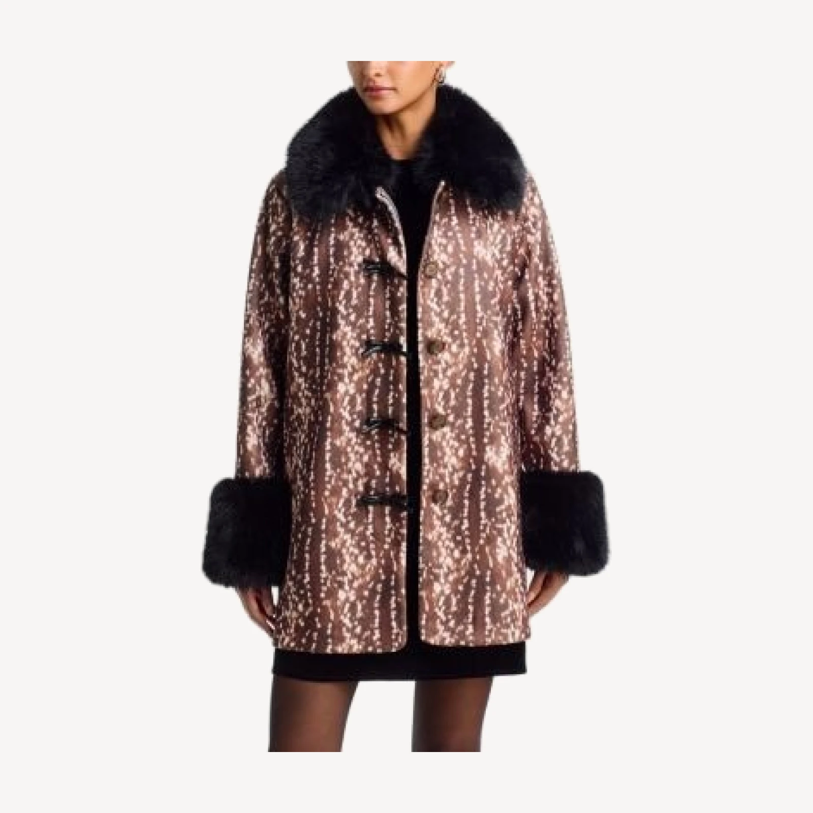 Aqua x Nicky Hilton Faux Fur Trim Bow Detail Jacket - Exclusive