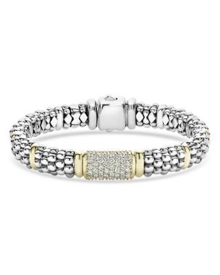 Lagos Caviar Oval Rope Bracelet with 18 Kt. Stations and Diamonds