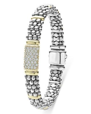Lagos Caviar Oval Rope Bracelet with 18 Kt. Stations and Diamonds