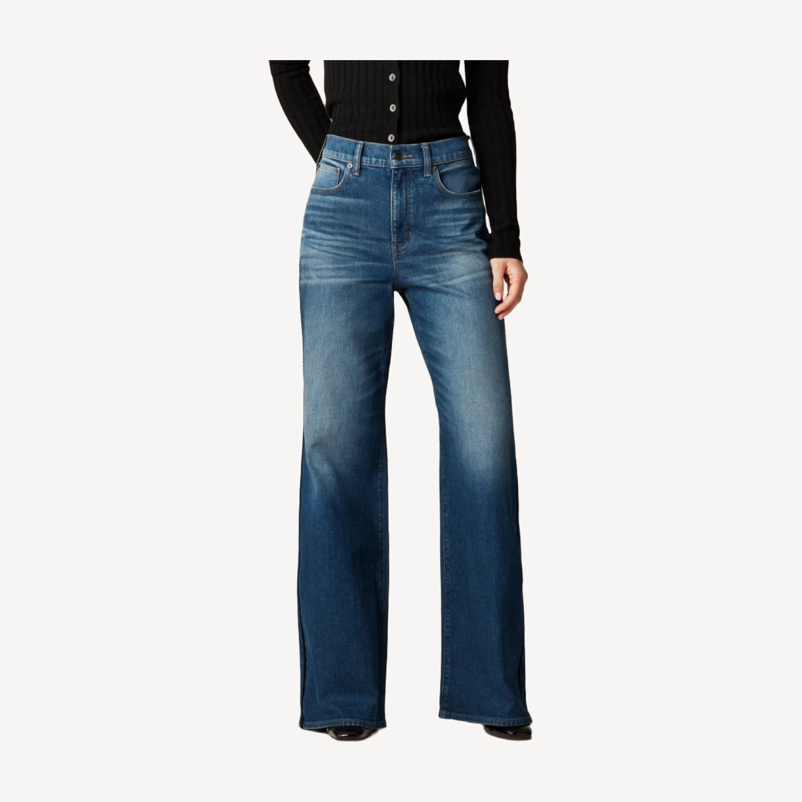 Denim trouser jean with velvet stripe