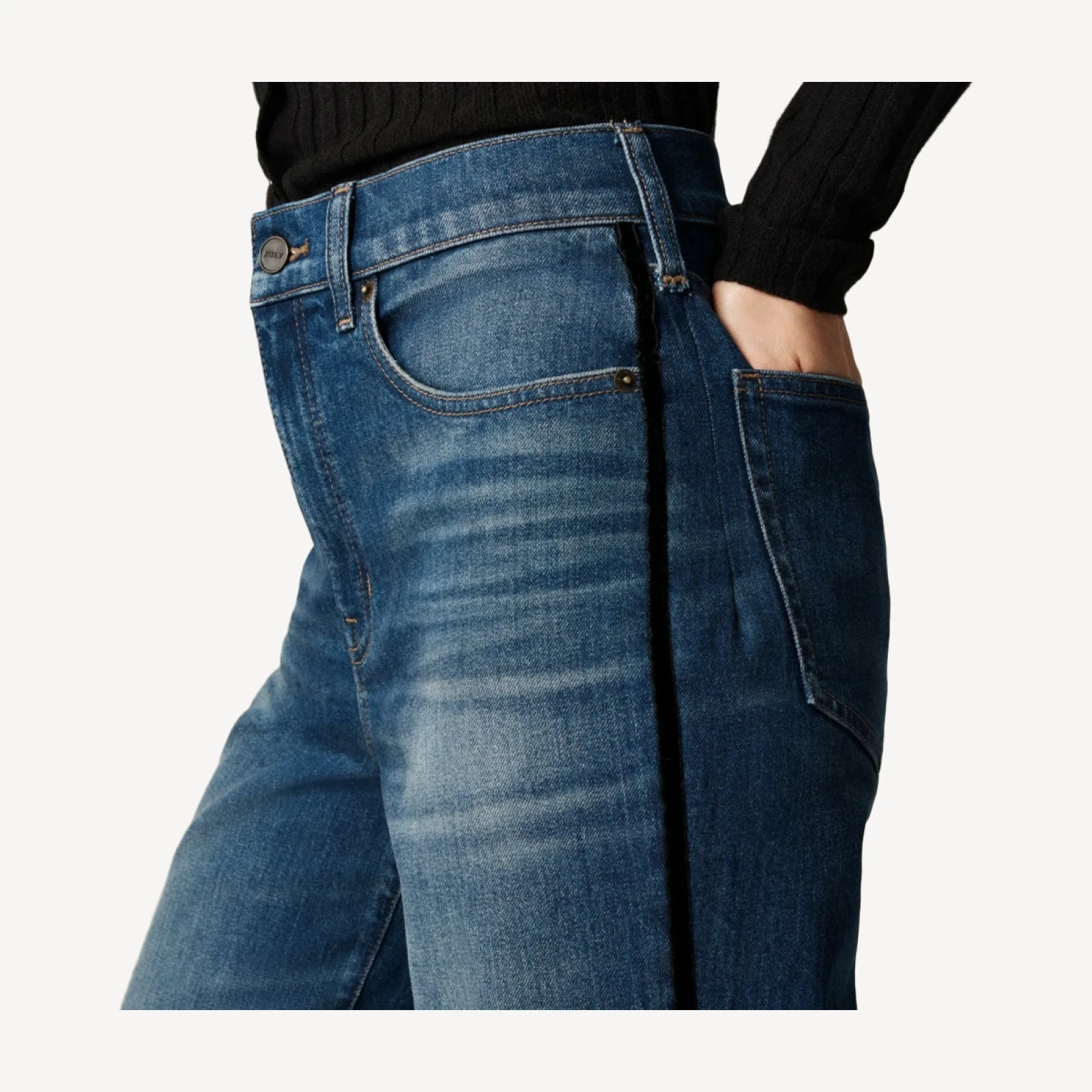 Denim trouser jean with velvet stripe