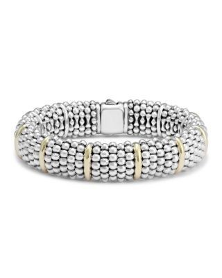 Lagos Sterling Silver & 18K Yellow Gold Signature Caviar Bracelet Station Bracelet