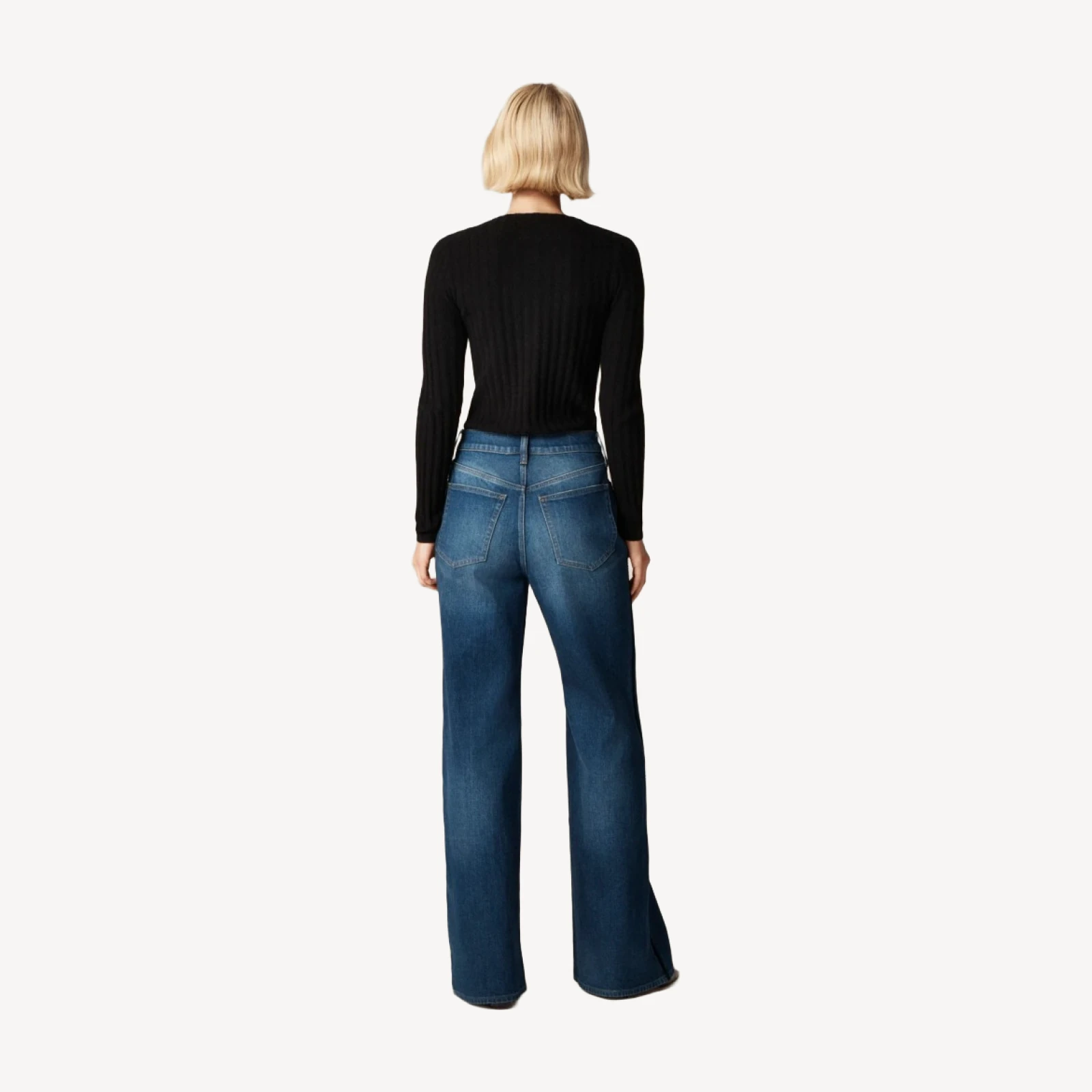 Denim trouser jean with velvet stripe