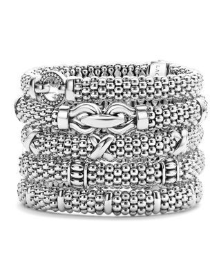 Lagos Signature Sterling Silver X Station Caviar Bracelet