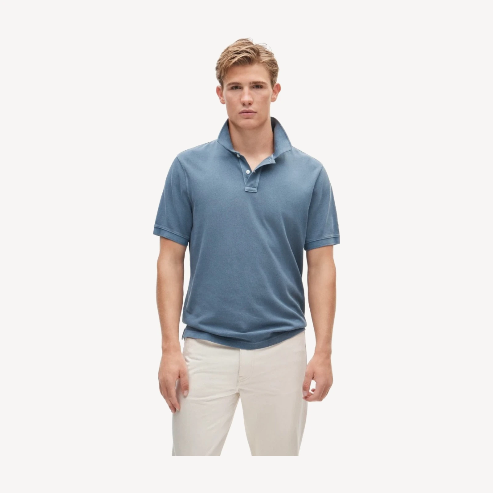 Washed piqué polo shirt
