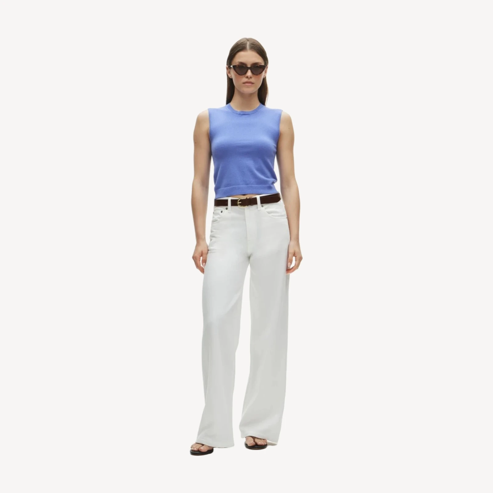 Featherweight cashmere-blend cropped sweater shell