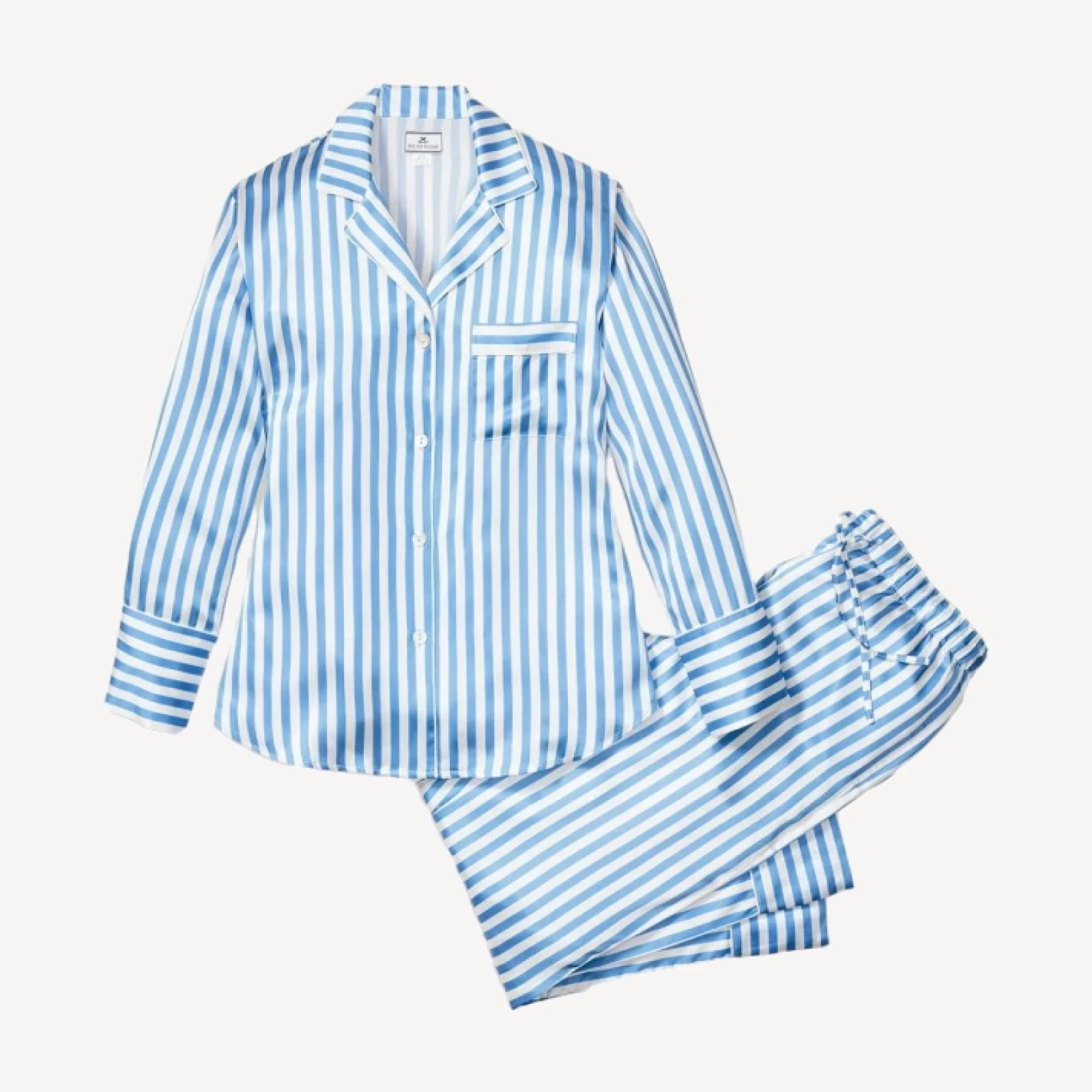 Petite Plume™ women's pajama set in mulberry silk stripe