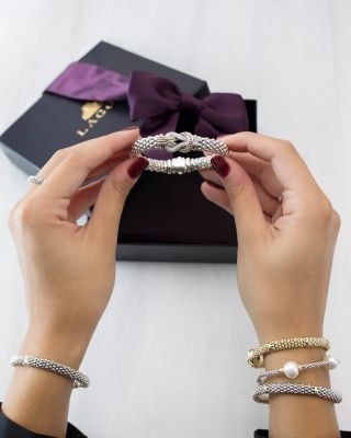 Lagos Sterling Silver and 18K Gold Newport Diamond Caviar Bracelet