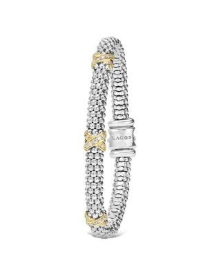 Lagos 18K Gold & Sterling Silver Embrace Collection Diamond Rope Bracelet, 6mm