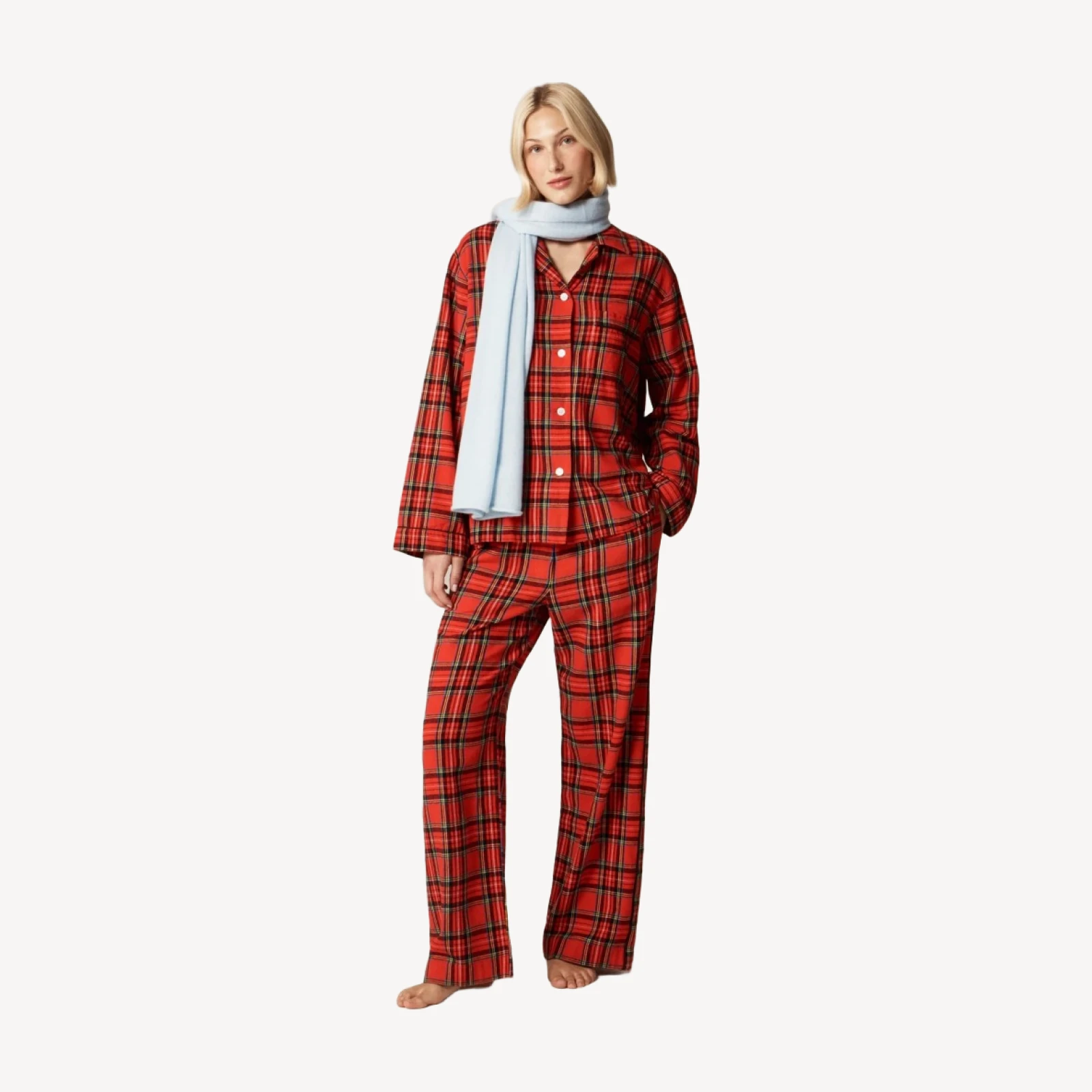 Flannel long-sleeve pajama pant set in Good Tidings plaid
