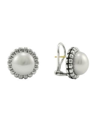 Lagos Sterling Silver Fluted Freshwater Pearl Earrings
