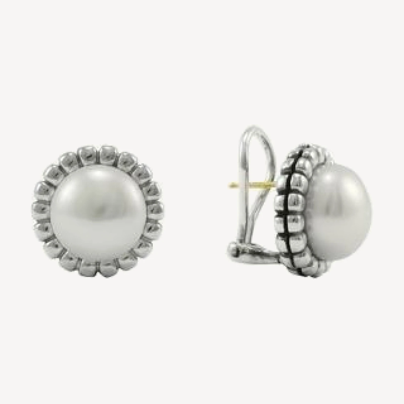Lagos Sterling Silver Fluted Freshwater Pearl Earrings