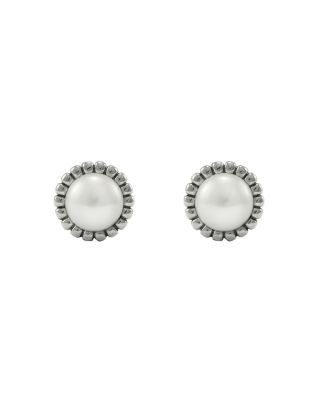 Lagos Sterling Silver Fluted Freshwater Pearl Earrings