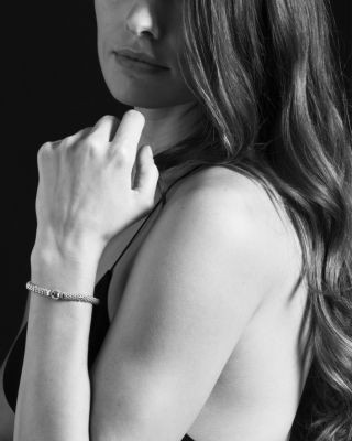 Lagos Enso Sterling Silver Caviar Bracelet with Diamonds