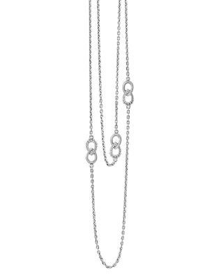 Lagos Sterling Silver Signature Caviar Fluted Station Necklace, 32