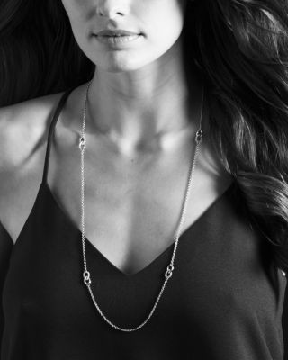 Lagos Sterling Silver Signature Caviar Fluted Station Necklace, 32