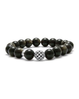 Lagos Caviar Ball Beaded Golden Obsidian Bracelet, 10mm