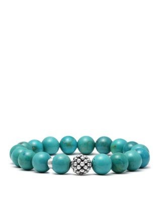 Lagos Caviar Ball Beaded Turquoise Bracelet, 10mm