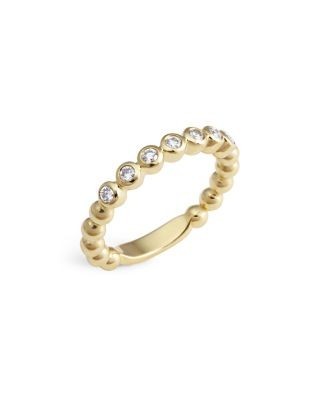 Lagos 18K Gold Beaded and Diamond Ring