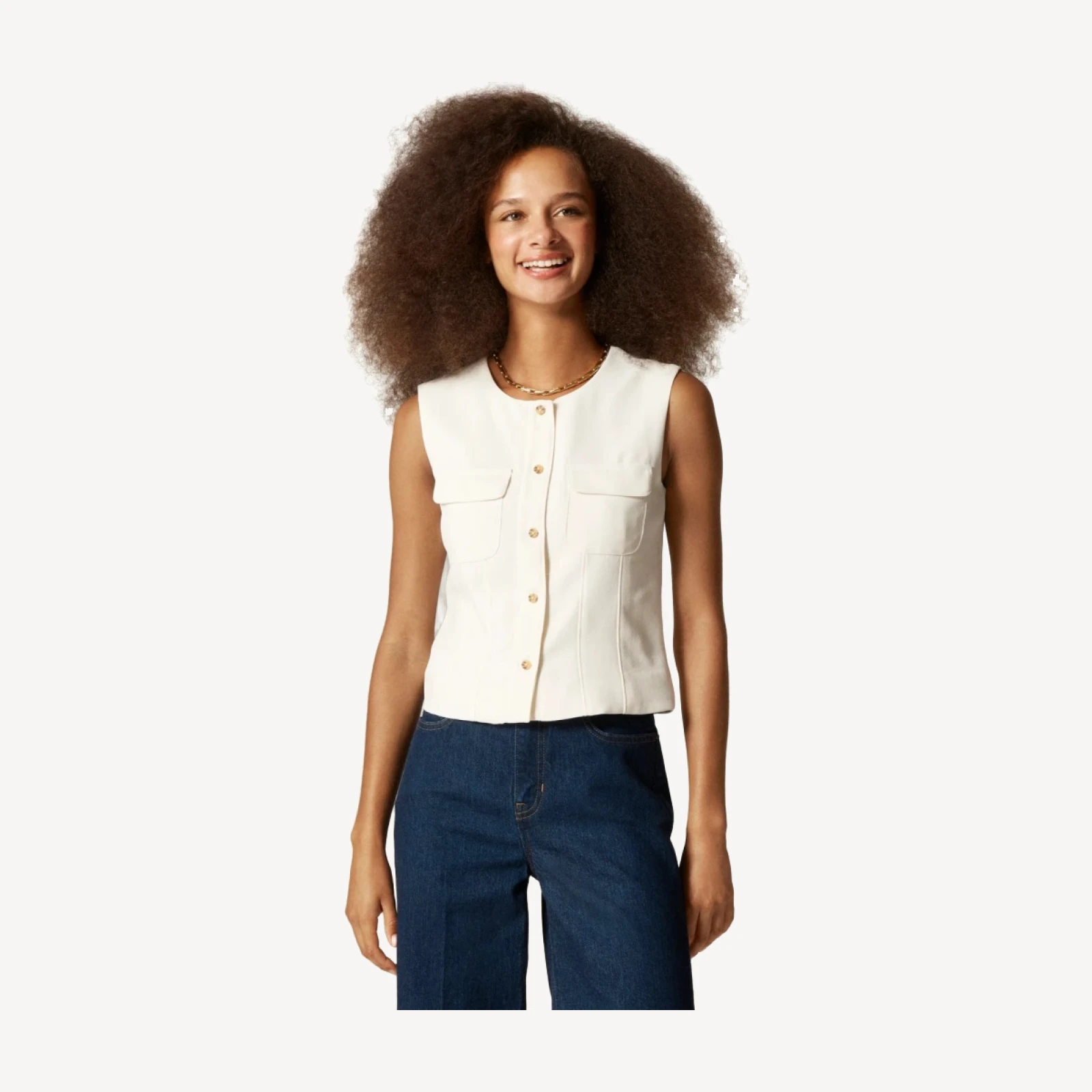 Crewneck vest in city crepe