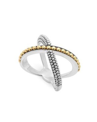 Lagos 18K Gold and Sterling Silver Enso X Ring