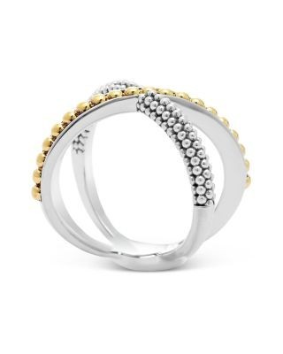 Lagos 18K Gold and Sterling Silver Enso X Ring