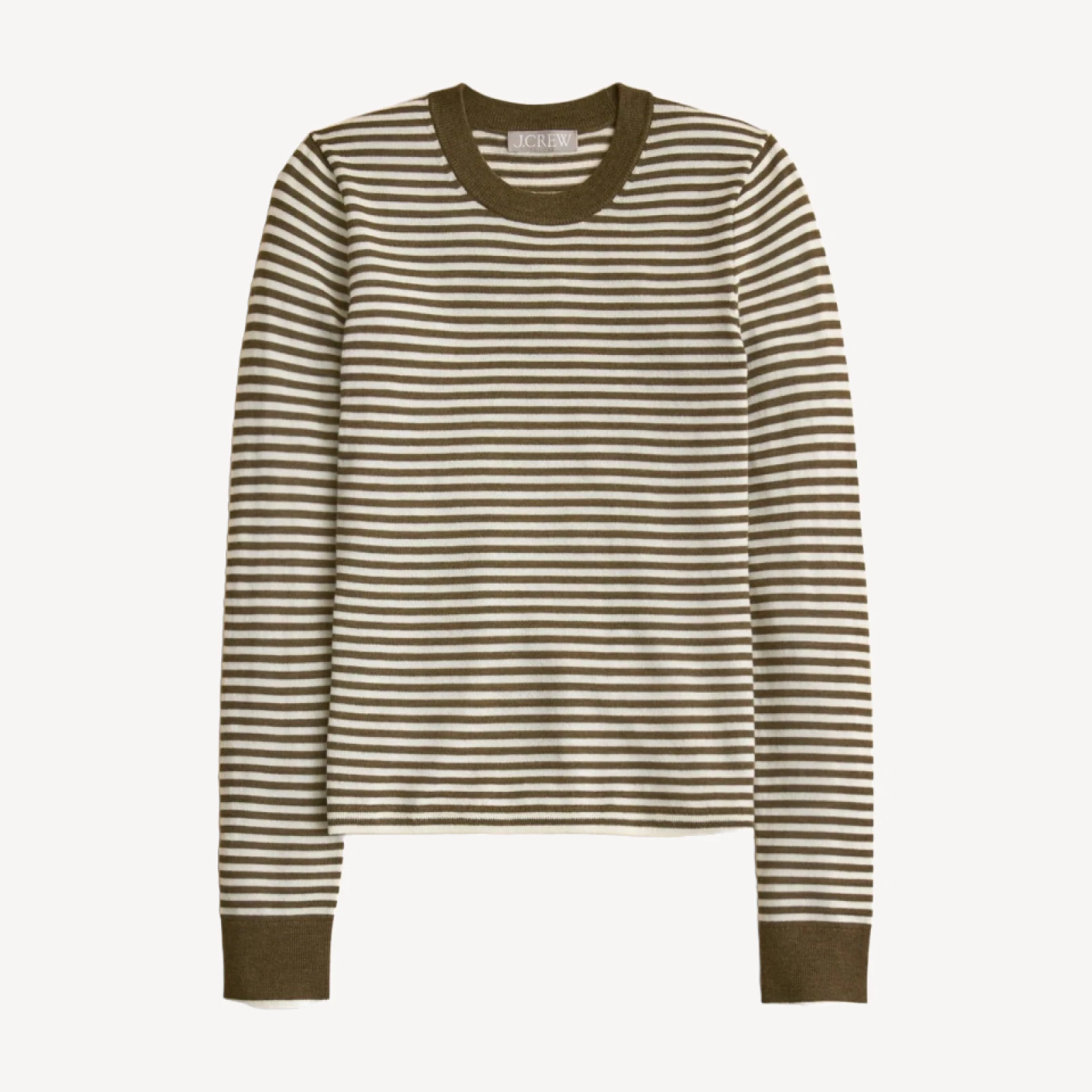 Carolyn fitted crewneck sweater in striped merino wool blend