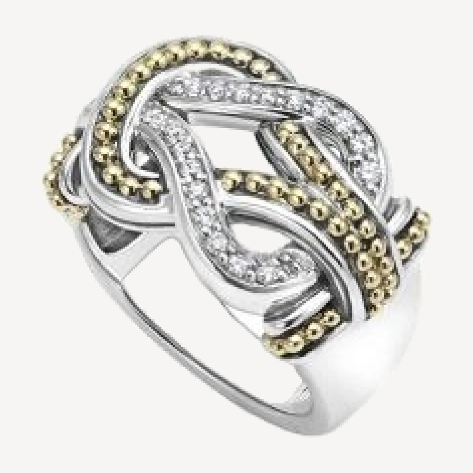 Lagos Sterling Silver and 18K Gold Newport Diamond Ring