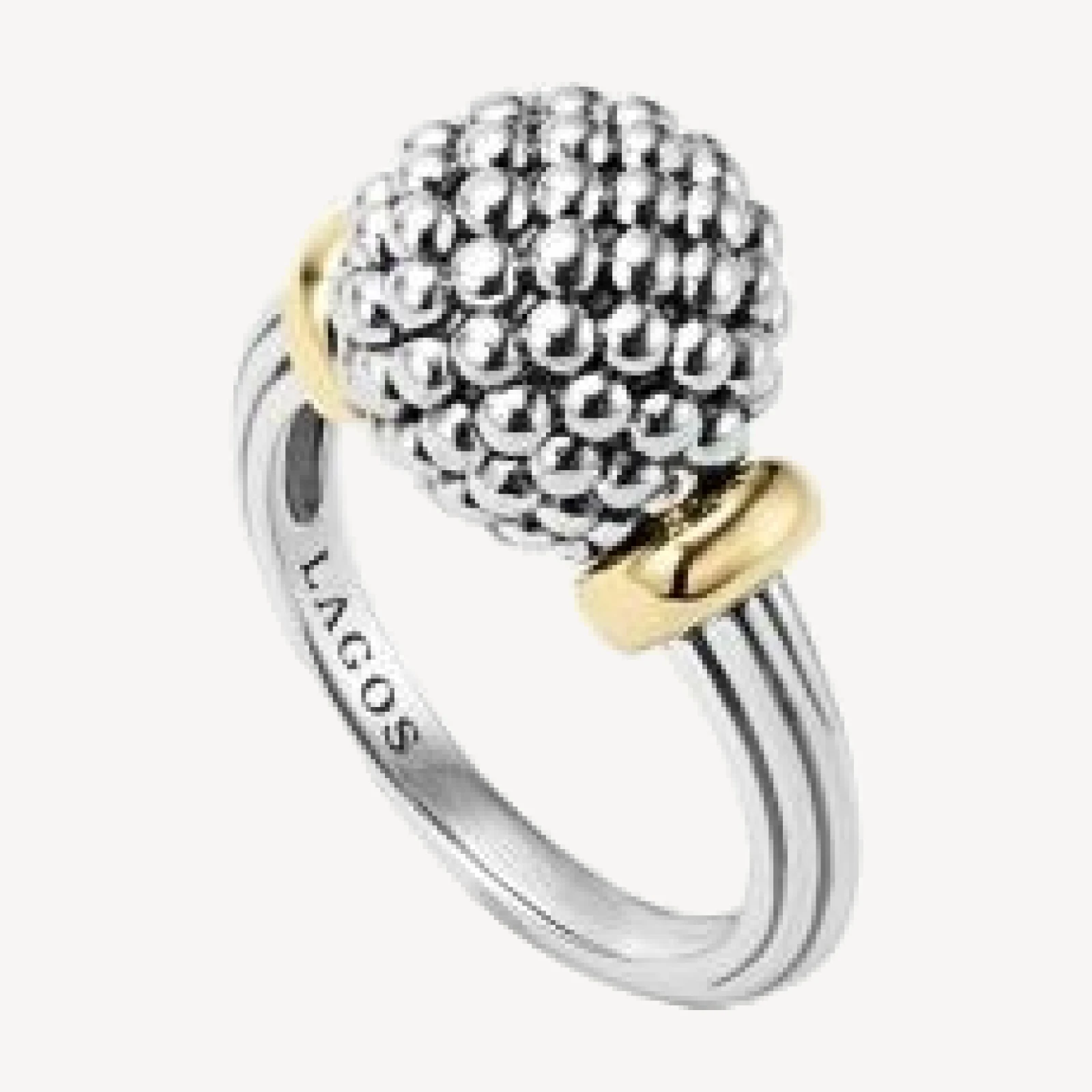 Lagos Sterling Silver Caviar Beaded Ring with 18K Gold