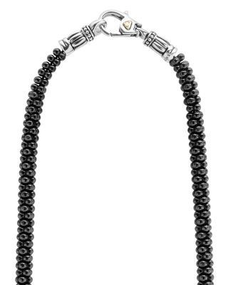 Lagos Ceramic, Sterling Silver & 18K Yellow Gold Black Caviar Necklace, 18