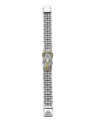 Lagos Sterling Silver and 18K Gold Newport Diamond Caviar Bracelet