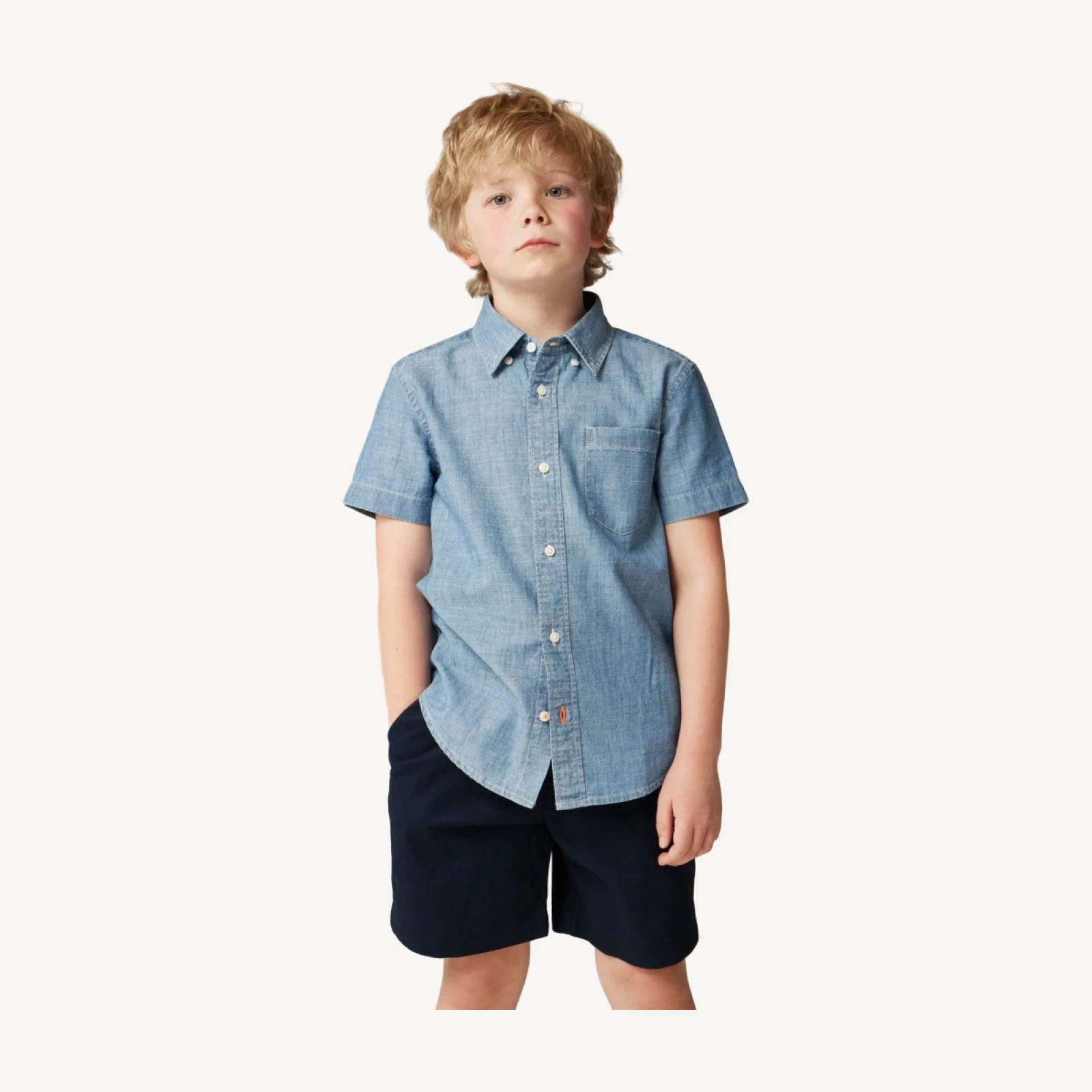 Kids' short-sleeve chambray shirt