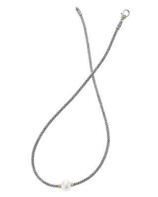 Lagos 18K Gold and Sterling Silver Luna Rope Necklace with Cultured Freshwater Pearl, 16