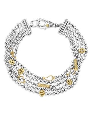 Lagos Sterling Silver & 18K Yellow Gold Five Strand Chain Bracelet