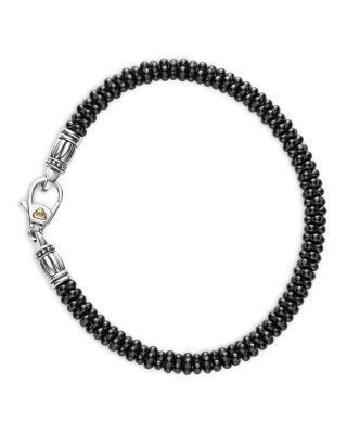 Lagos Black Caviar Ceramic Sterling Silver and 18K Gold Bracelet, 7