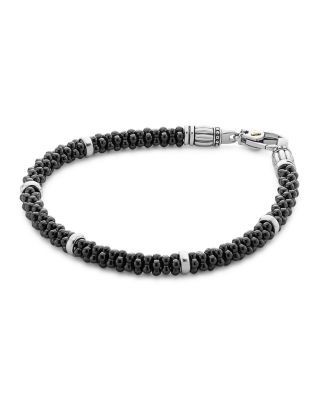 Lagos Black Caviar Ceramic Sterling Silver and 18K Gold Bracelet, 7
