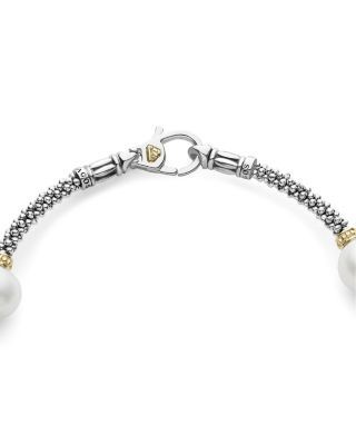 Lagos Sterling Silver & 18K Yellow Gold Luna Cultured Freshwater Pearl Station Bracelet