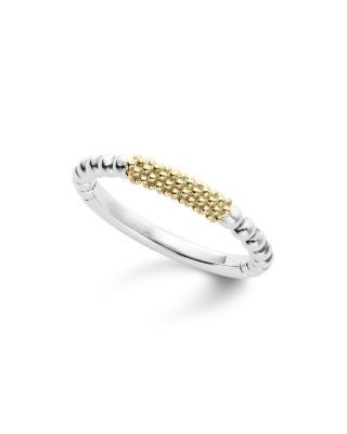 Lagos Caviar Icon 18K Gold and Sterling Silver Bead Bar Stacking Ring